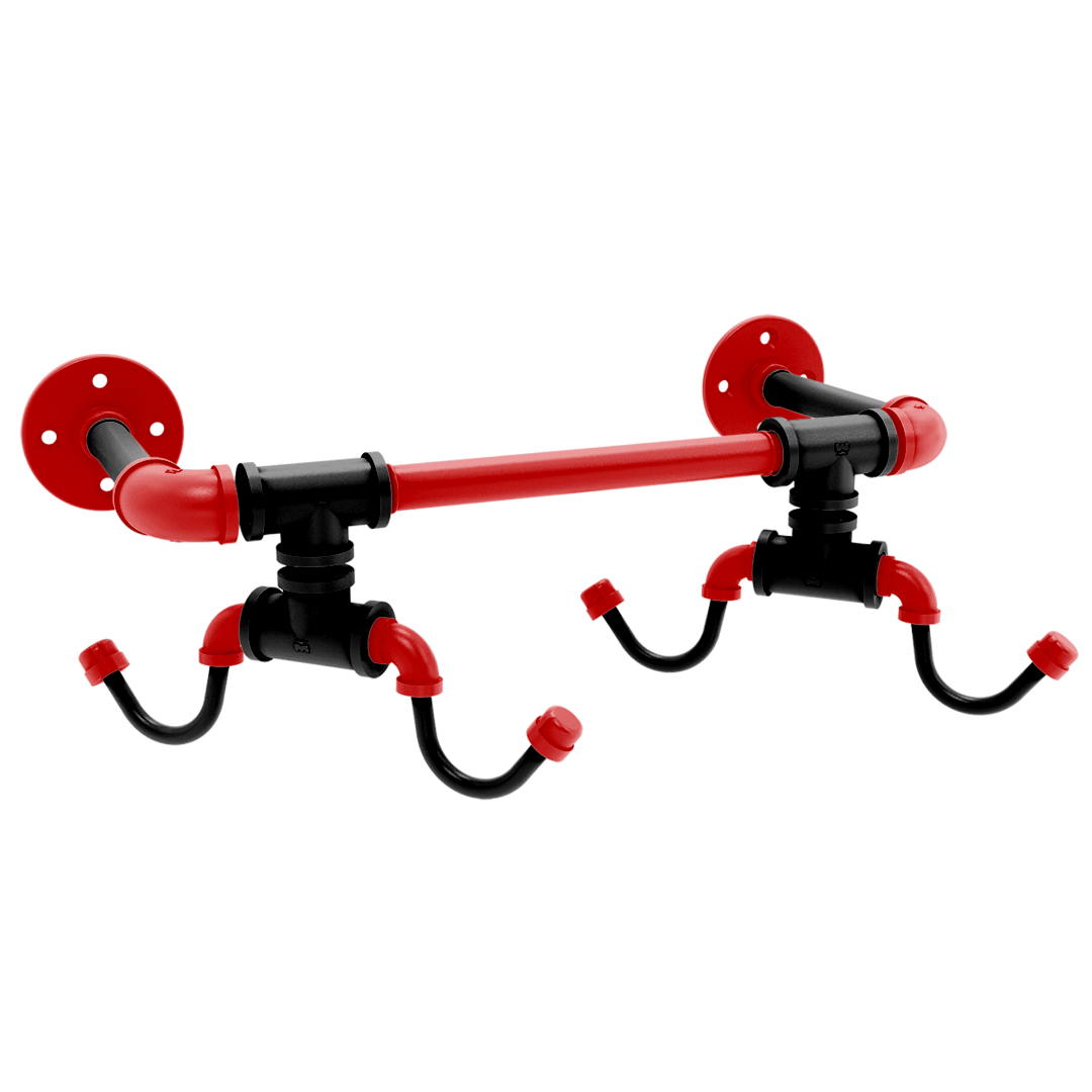 Collegiate Collection Wall Mounted 4 Coffee Mug Rack Lubbock Red and Black Edition