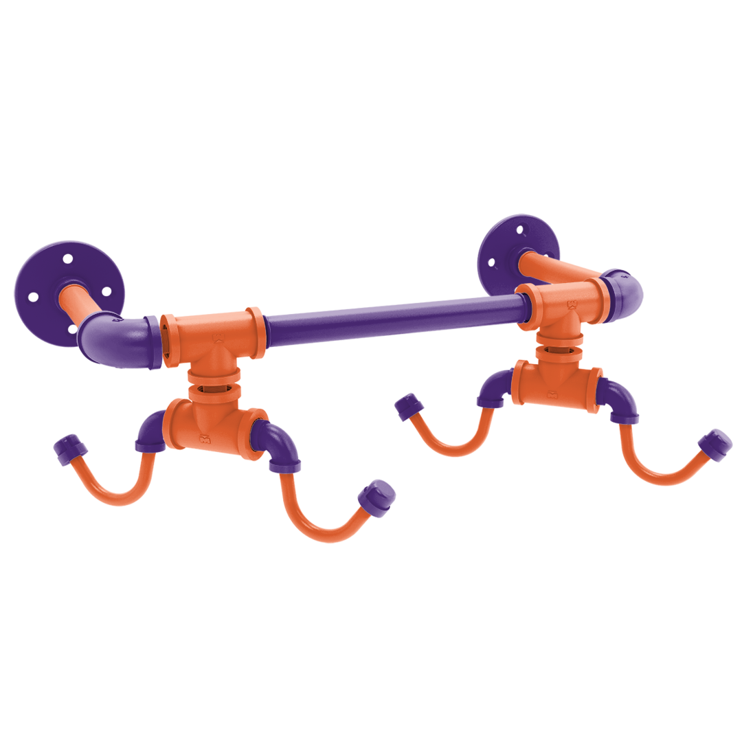 Collegiate Collection Wall Mounted 4 Coffee Mug Rack Foothills Orange and Purple Edition