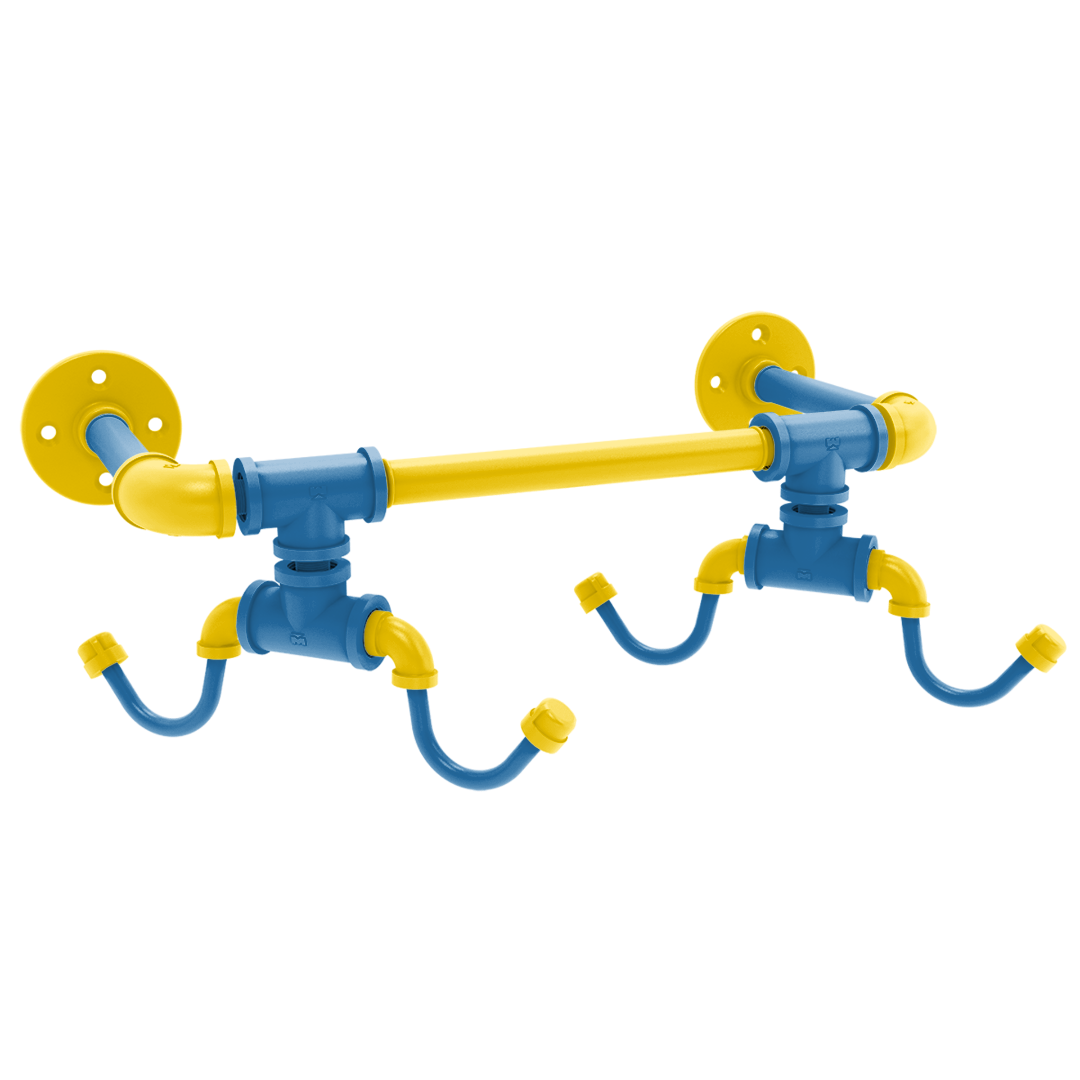 Collegiate Collection Wall Mounted 4 Coffee Mug Rack Westwood Blue and Gold Edition