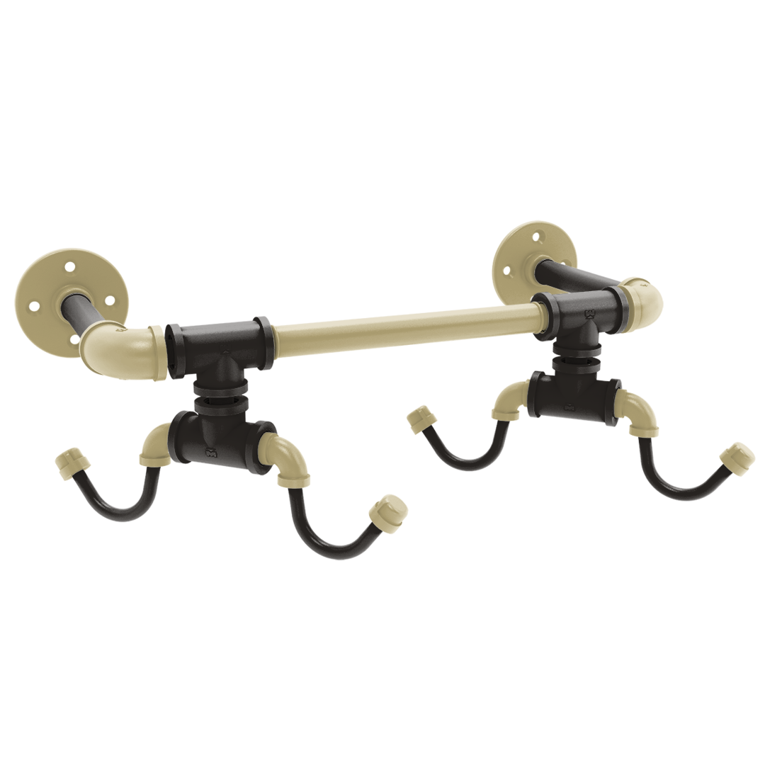 Collegiate Collection Wall Mounted 4 Coffee Mug Rack Boulder Black and Gold Edition