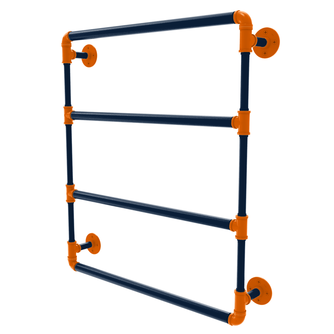 Collegiate Collection Wall Mounted Ladder Towel Bar Upstate New York Orange and Navy Edition
