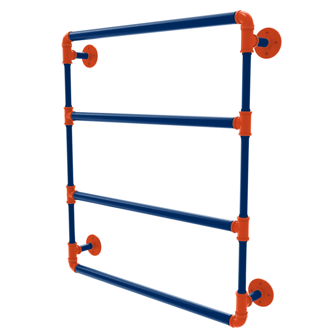 Collegiate Collection Wall Mounted Ladder Towel Bar Charlottesville Orange and Blue Edition