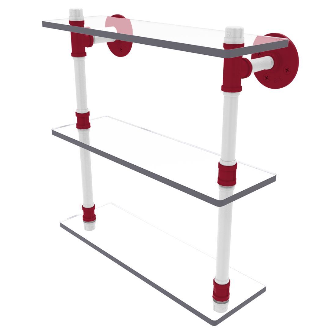 Collegiate Collection Triple Glass Shelf Tidewater Red and White Edition