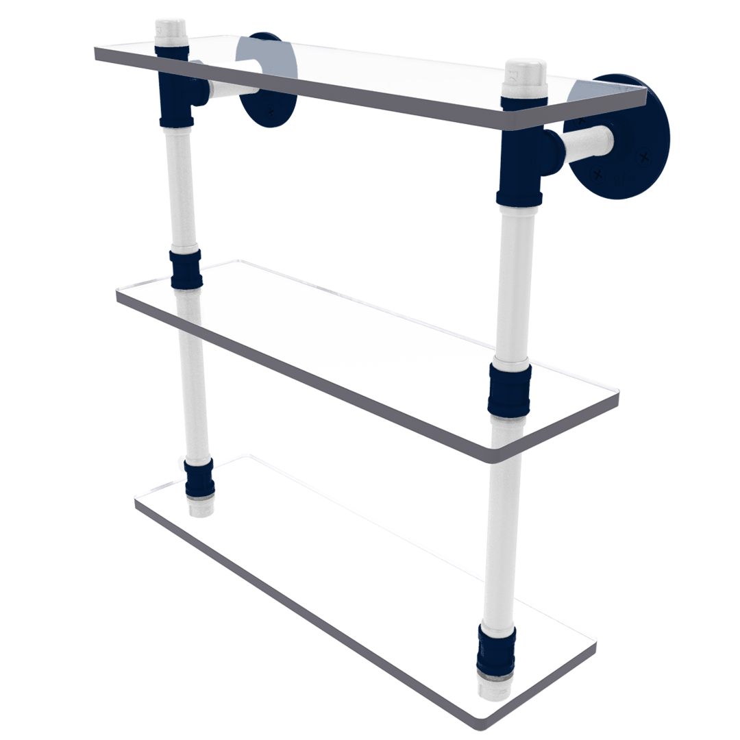 Collegiate Collection Triple Glass Shelf Keystone State Blue and White Edition