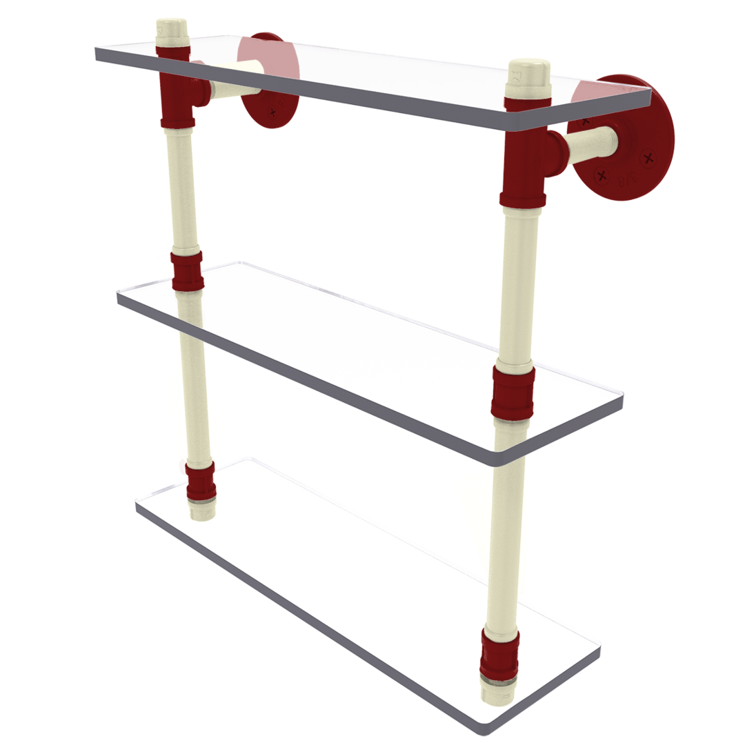 Collegiate Collection Triple Glass Shelf Norman Crimson and Cream Edition
