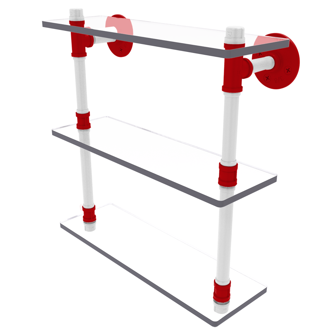 Collegiate Collection Triple Glass Shelf Badger State Red and White Edition