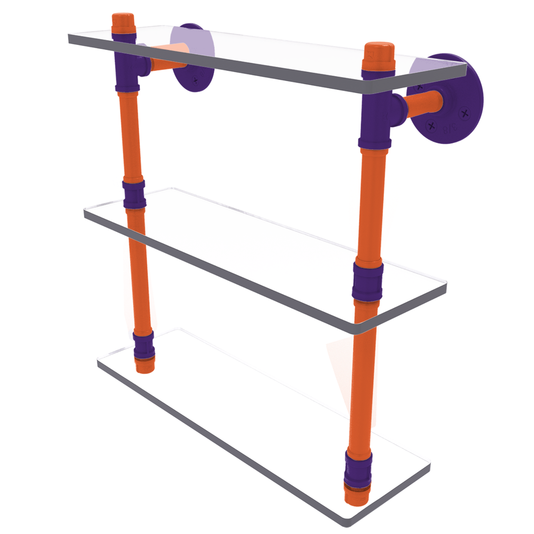 Collegiate Collection Triple Glass Shelf Foothills Orange and Purple Edition