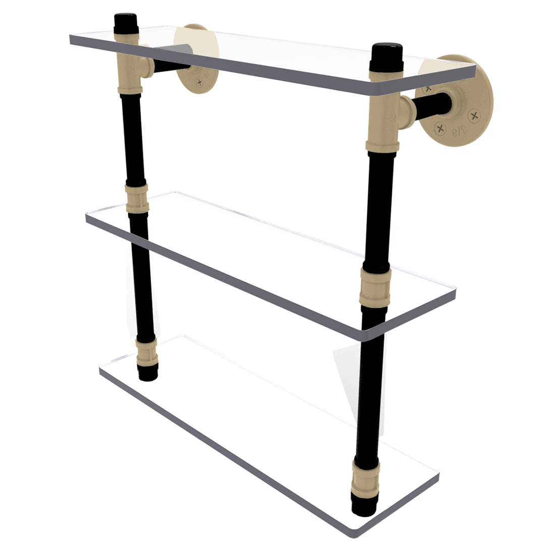Collegiate Collection Triple Glass Shelf West Lafayette Black and Gold Edition