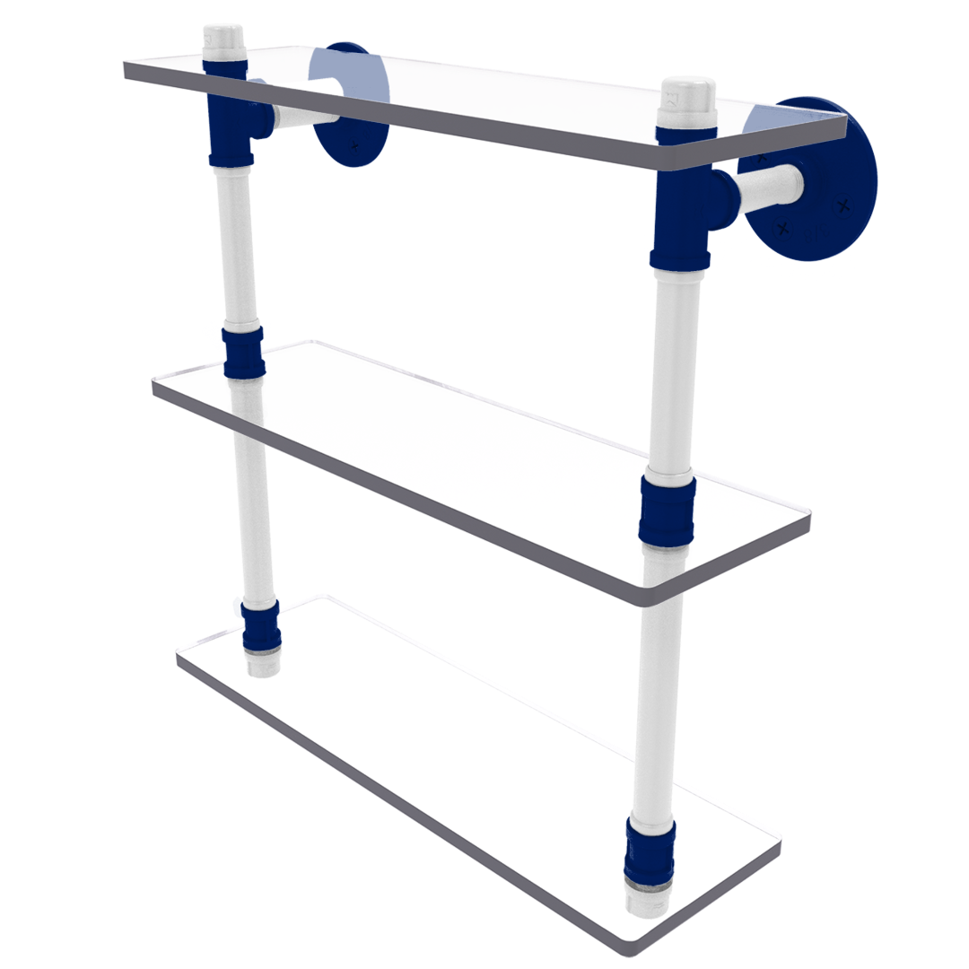 Collegiate Collection Triple Glass Shelf Durham Blue and White Edition