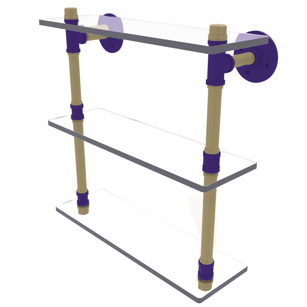 Collegiate Collection Triple Glass Shelf Seattle Purple and Gold Edition
