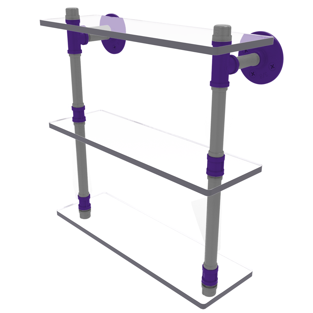 Collegiate Collection Triple Glass Shelf Flint Hills Purple and Silver Edition
