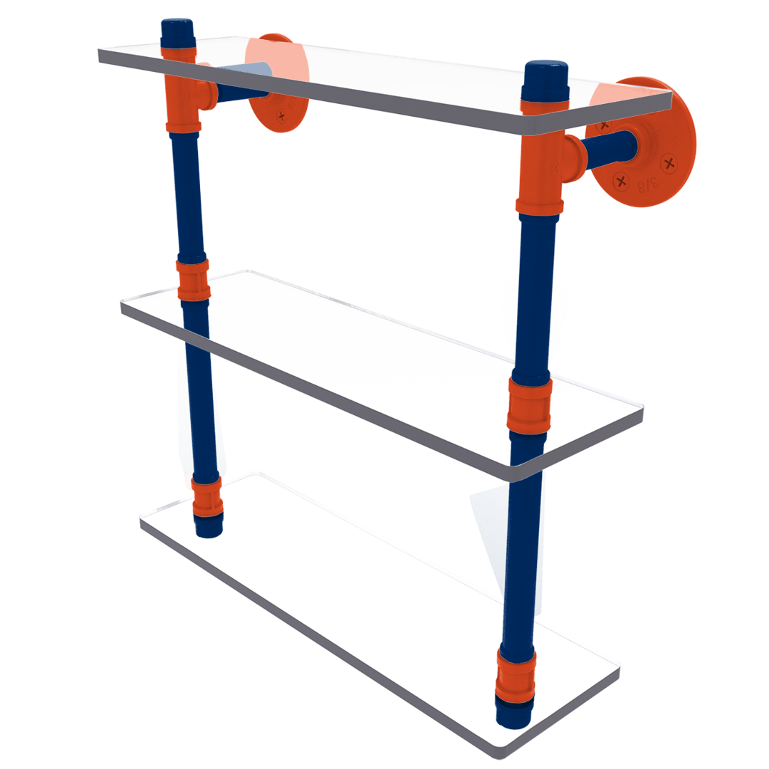 Collegiate Collection Triple Glass Shelf Charlottesville Orange and Blue Edition
