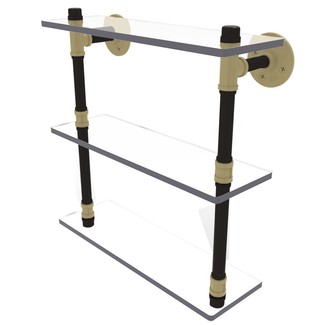 Collegiate Collection Triple Glass Shelf Boulder Black and Gold Edition