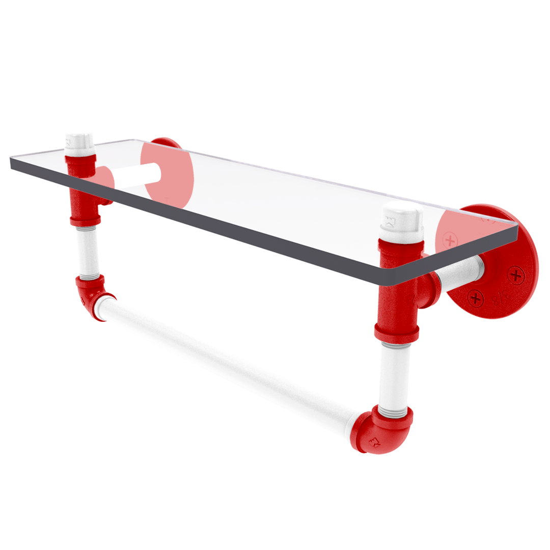 Collegiate Collection Glass Shelf with Towel Bar Cornhusker Red and White Edition
