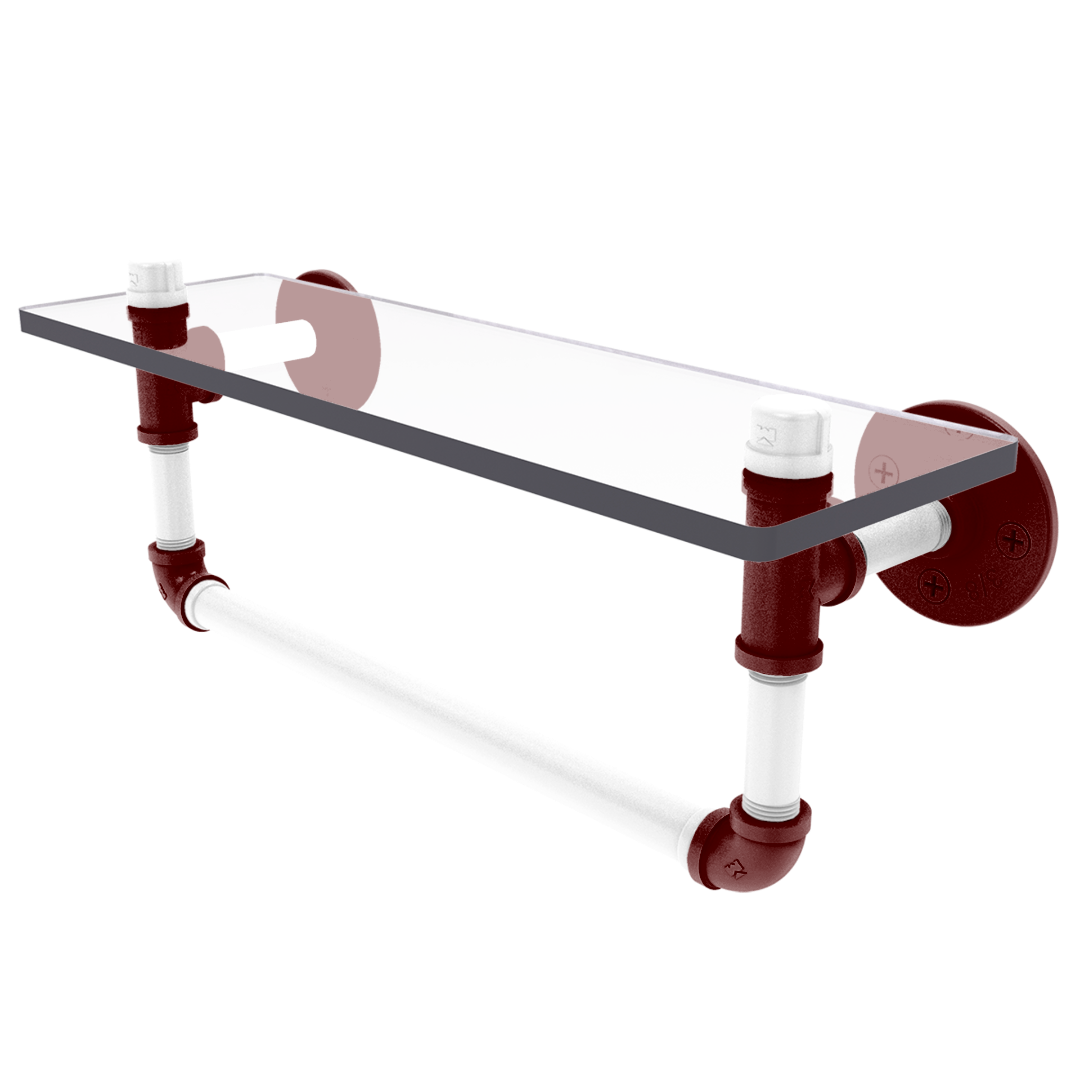 Collegiate Collection Glass Shelf with Towel Bar College Station Maroon and White Edition