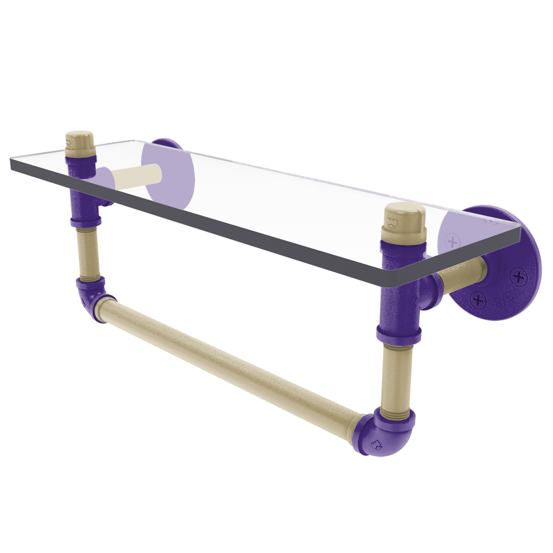 Collegiate Collection Glass Shelf with Towel Bar Seattle Purple and Gold Edition