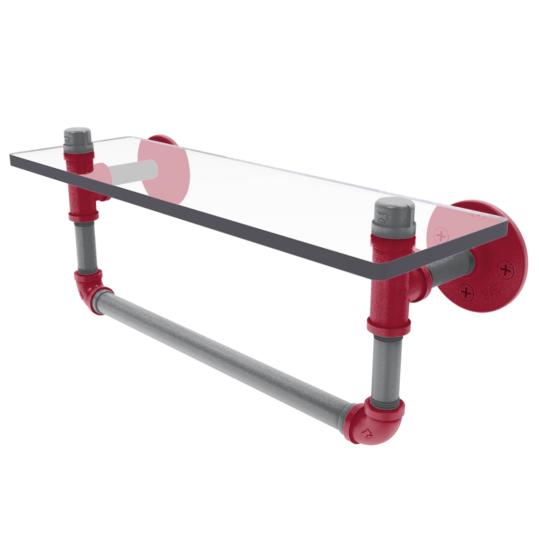 Collegiate Collection Glass Shelf with Towel Bar Pullman Crimson and Gray Edition