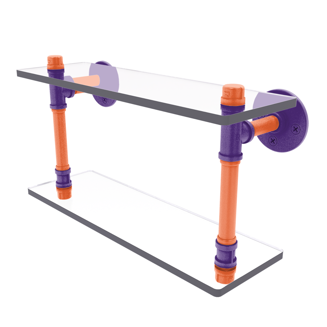 Collegiate Collection Double Glass Shelf Foothills Orange and Purple Edition