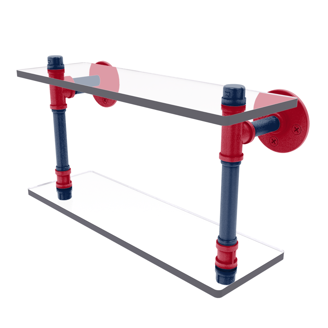 Collegiate Collection Double Glass Shelf Tucson Red and Blue Edition