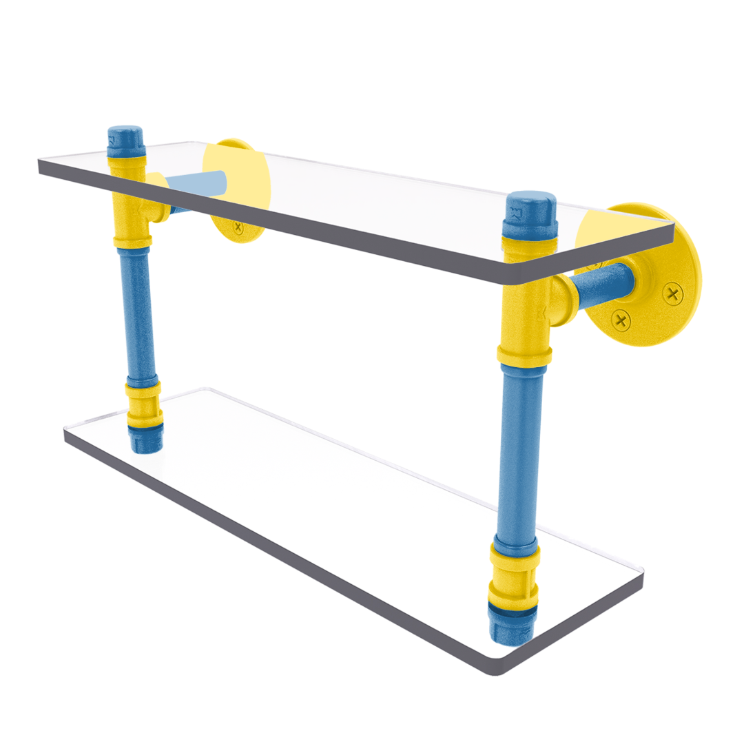 Collegiate Collection Double Glass Shelf Westwood Blue and Gold Edition