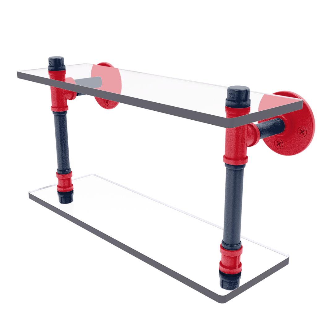 Collegiate Collection Double Glass Shelf Oxford Red and Navy Edition
