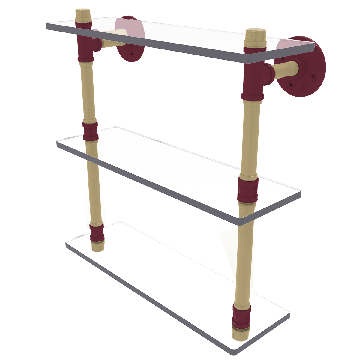 Collegiate Collection Triple Glass Shelf Tallahassee Garnet and Gold Edition