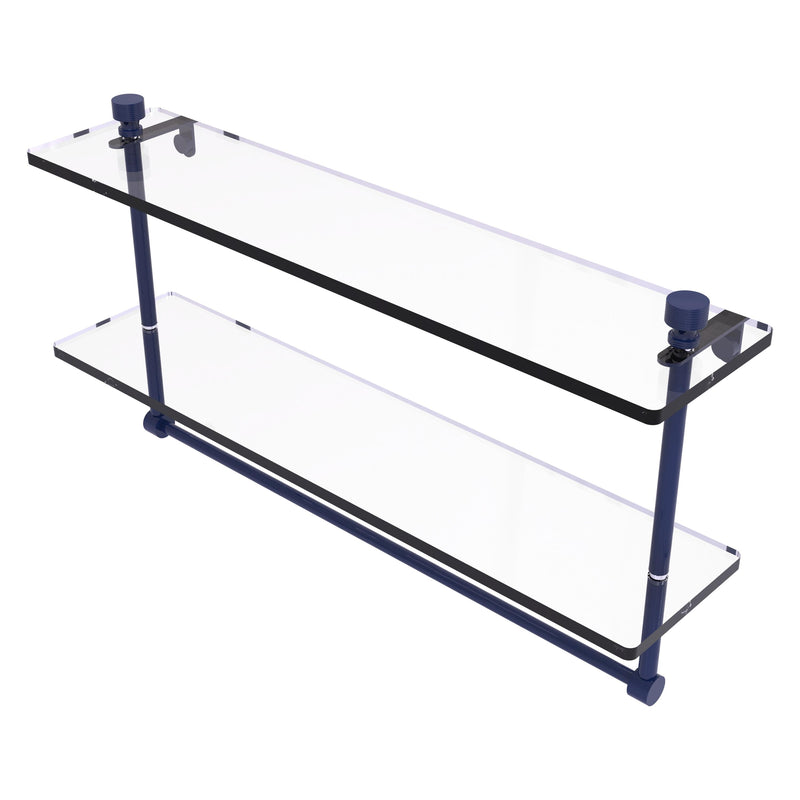 Foxtrot Collection Two Tiered Glass Shelf with Integrated Towel Bar