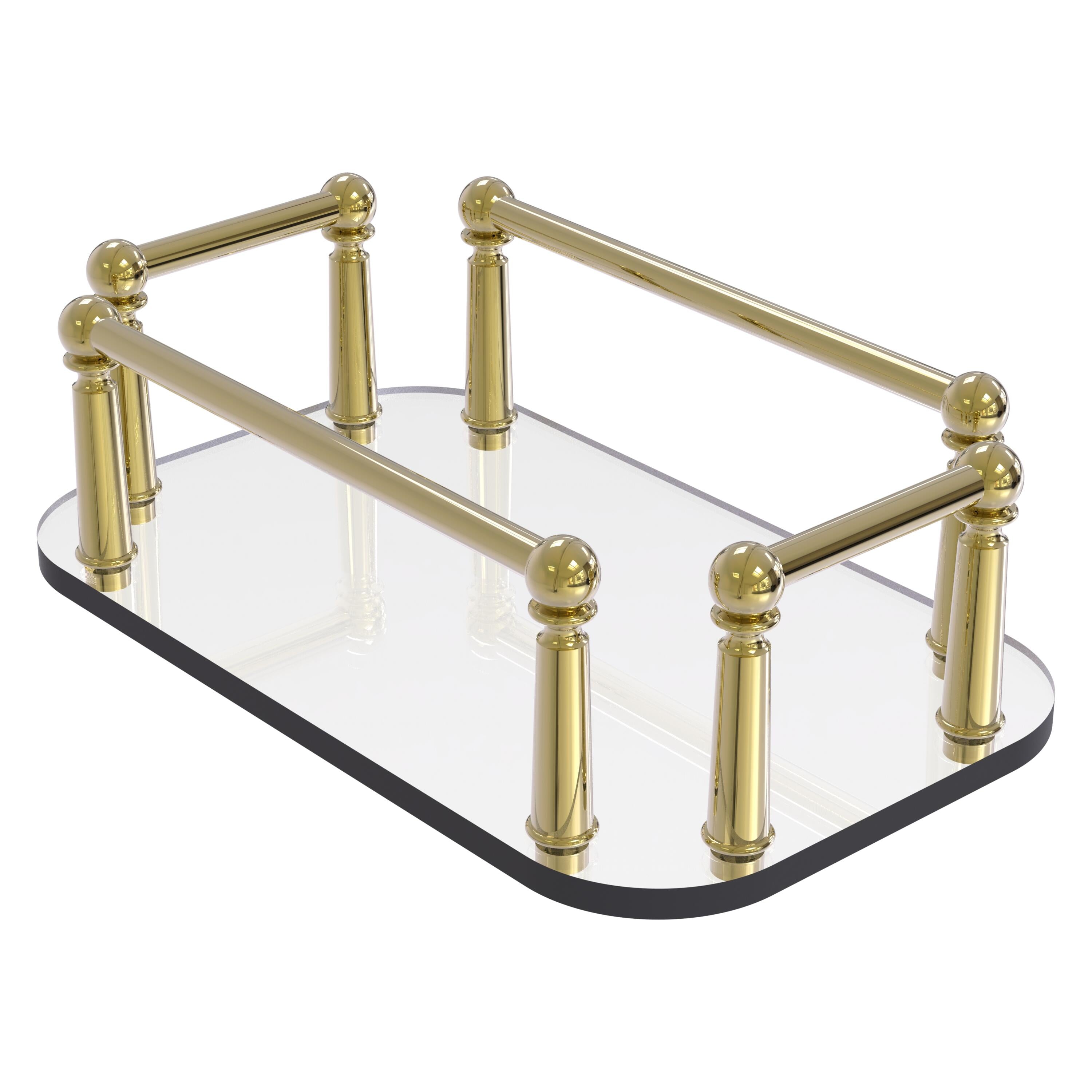 Allied Brass Prestige Skyline Collection Wall Mounted Glass Guest Towel Tray in Polished Chrome