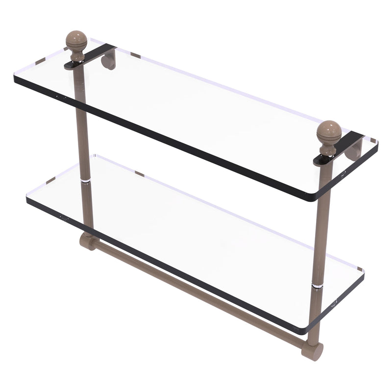 Mambo Collection Two Tiered Glass Shelf with Integrated Towel Bar