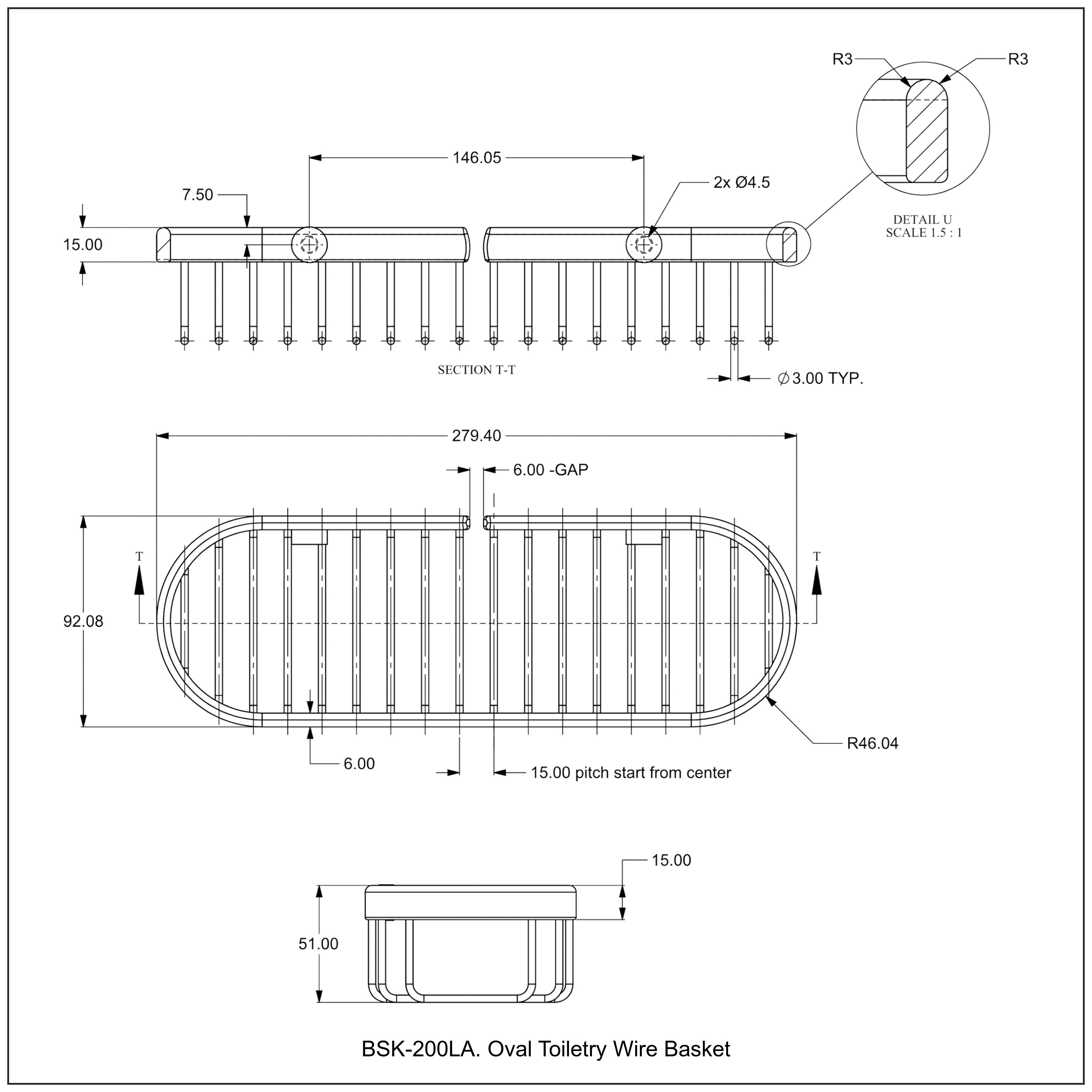 Oval Toiletry Wire Basket