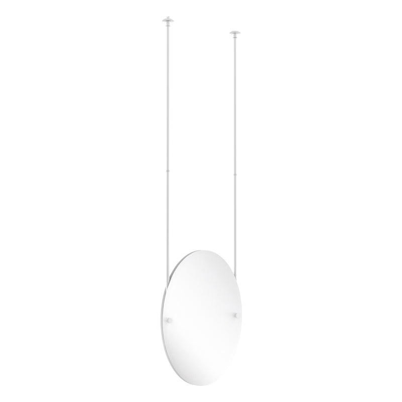 Frameless Oval Ceiling Hung Mirror with Beveled Edge