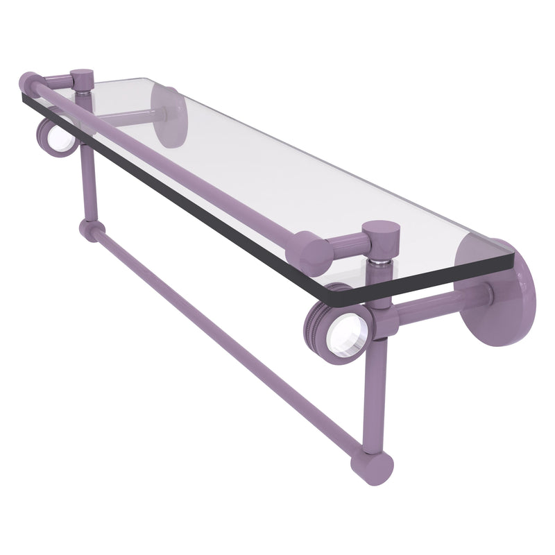 Clearview Collection Glass Shelf with Gallery Rail and Towel Bar with Dotted Accents