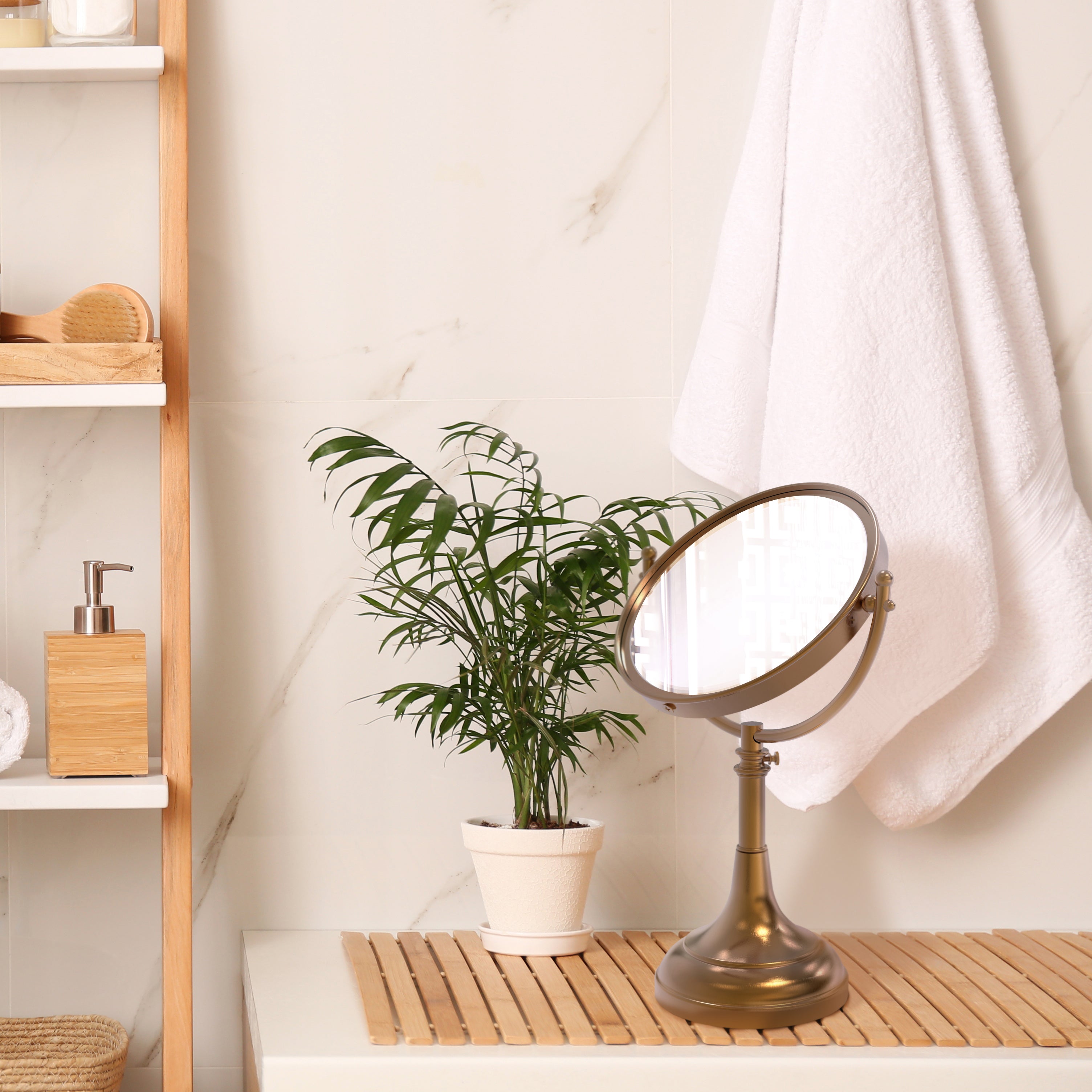 Height Adjustable 8 Inch Vanity Top Make-Up Mirror