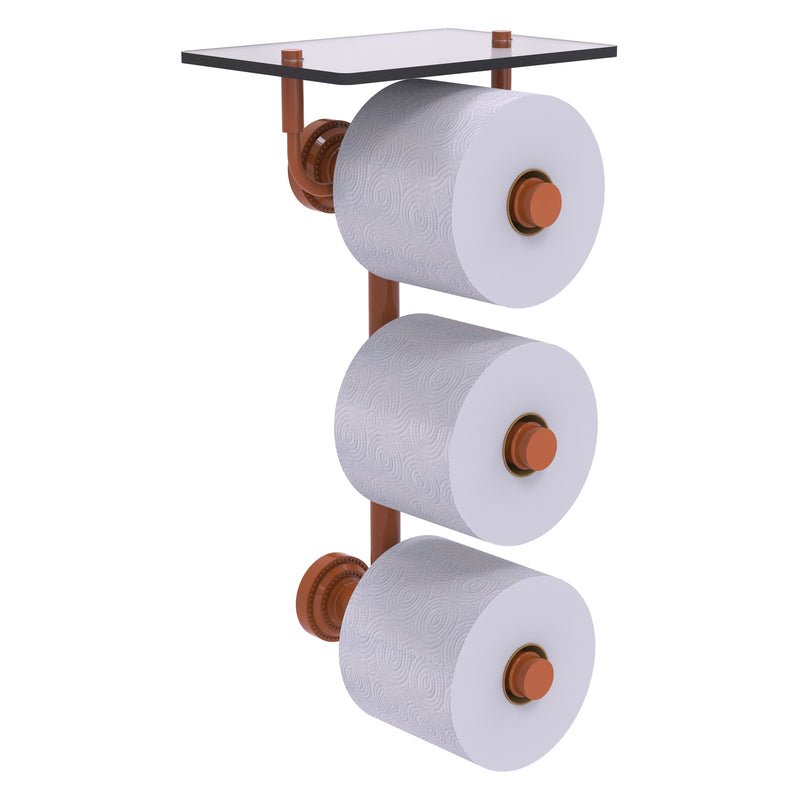 Dottingham Collection 3 Roll Toilet Paper Holder with Glass Shelf