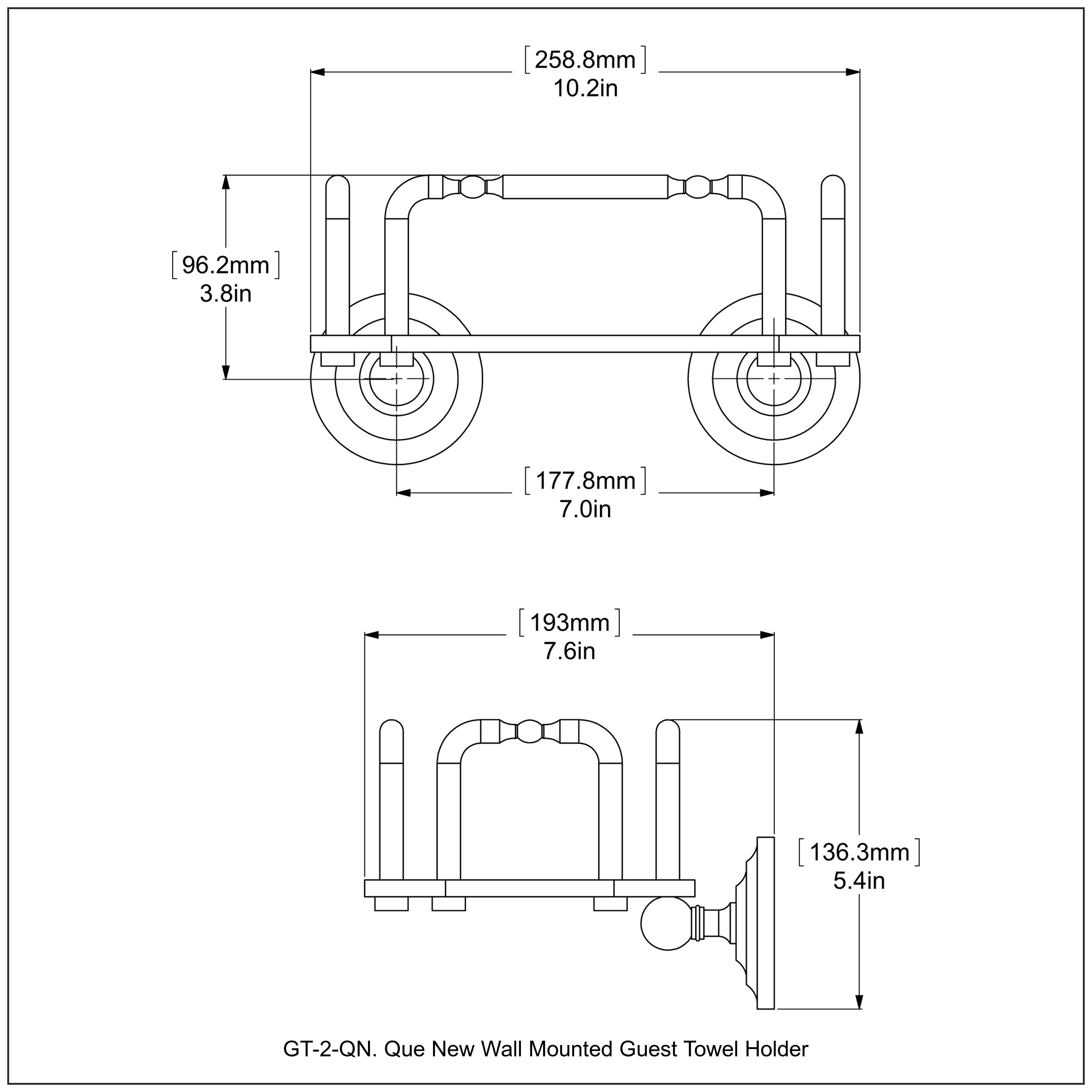 Que New Wall Mounted Guest Towel Holder