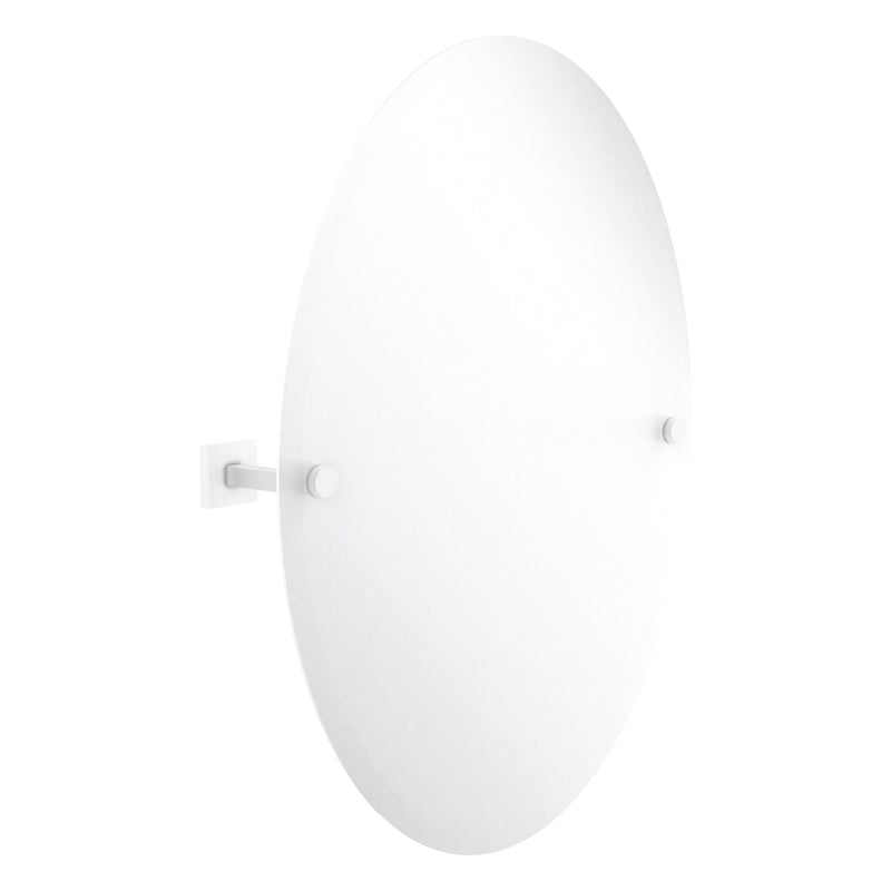 Montero Collection Contemporary Frameless Oval Tilt Mirror with Beveled Edge
