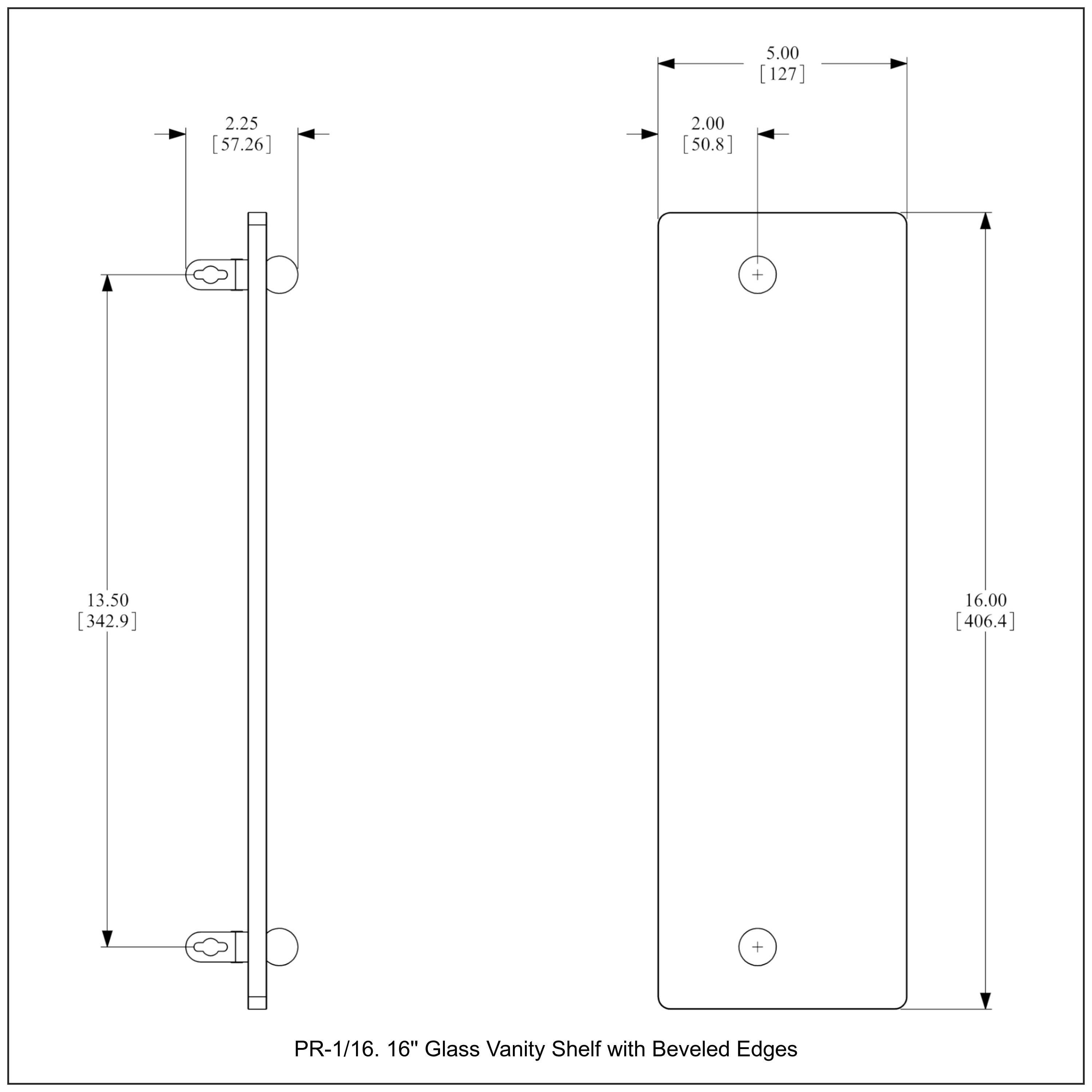 Prestige Regal Collection Glass Vanity Shelf with Beveled Edges