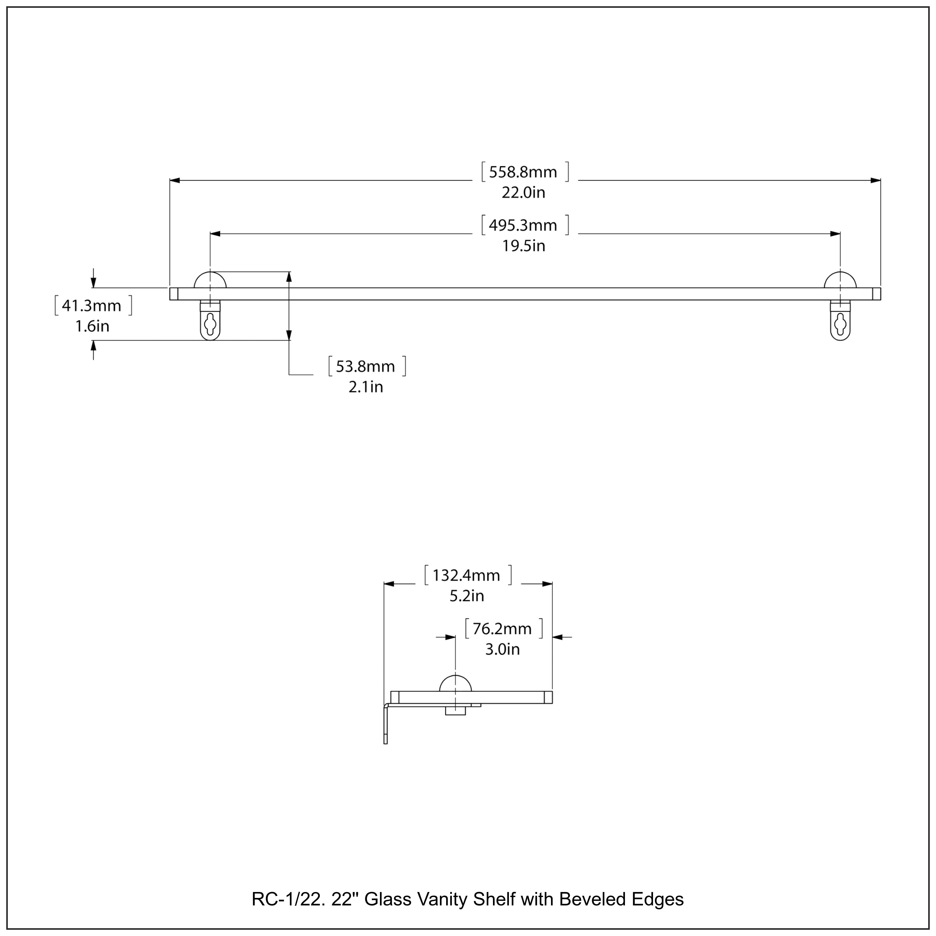 Glass Vanity Shelf with Beveled Edges