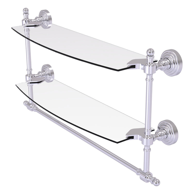 Retro Wave Collection Two Tiered Glass Shelf with Integrated Towel Bar