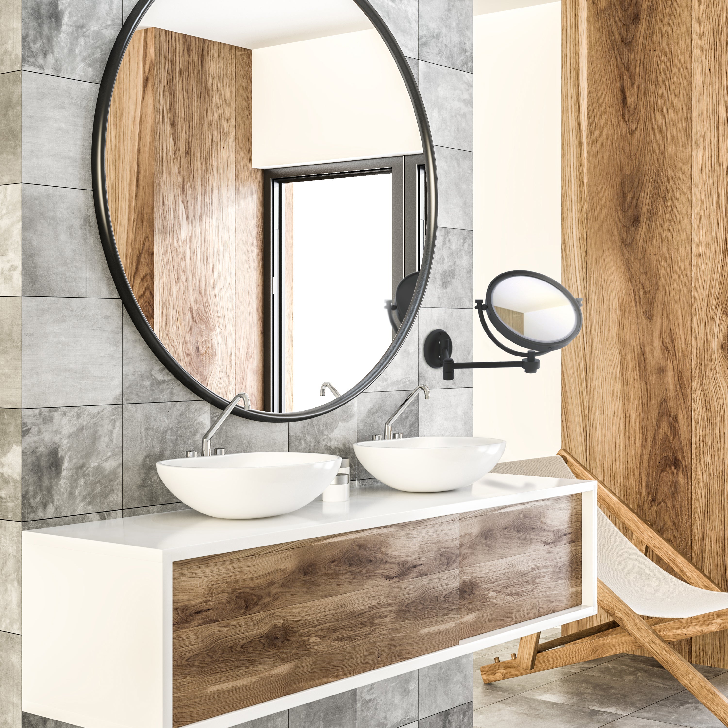 8 Inch Wall Mounted Extending Make-Up Mirror with Smooth Accents