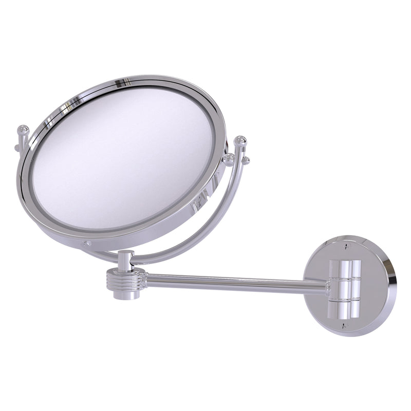 8 Inch Wall Mounted Make-Up Mirror with Grooved Accents