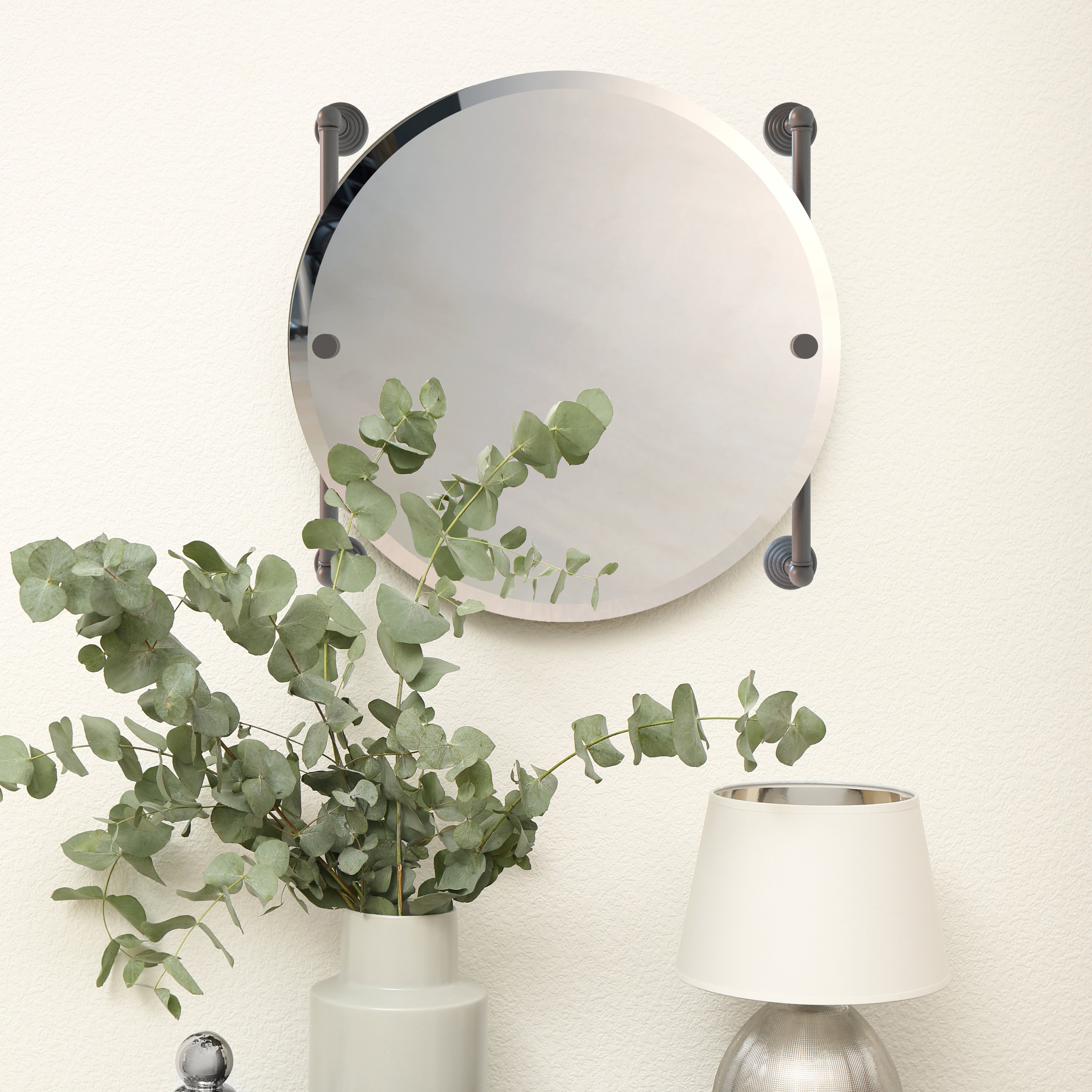 Waverly Place Collection Round Frameless Rail Mounted Mirror