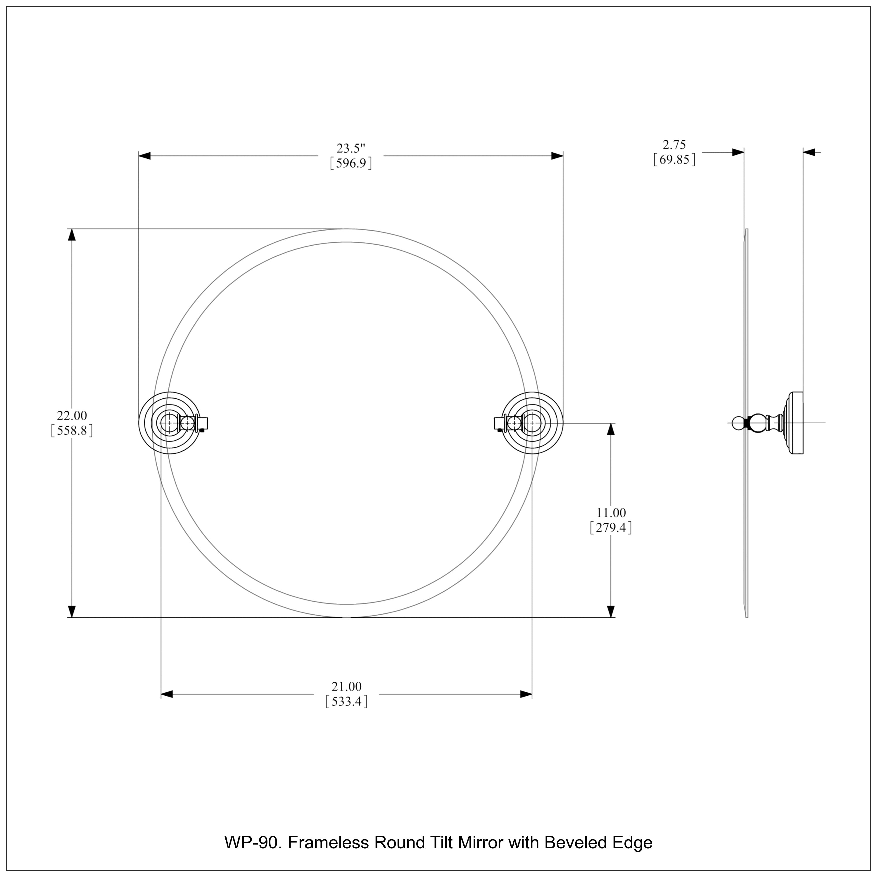 Frameless Round Tilt Mirror with Beveled Edge