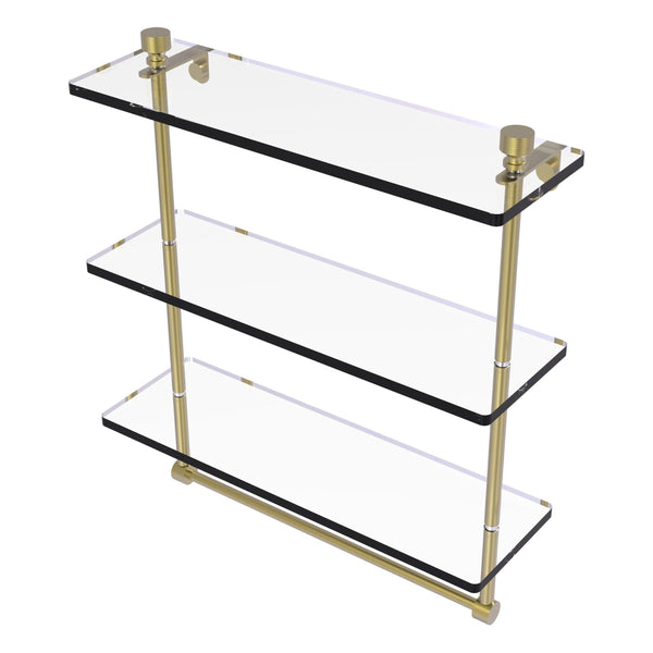 triple brass and glass shelf with towelbar