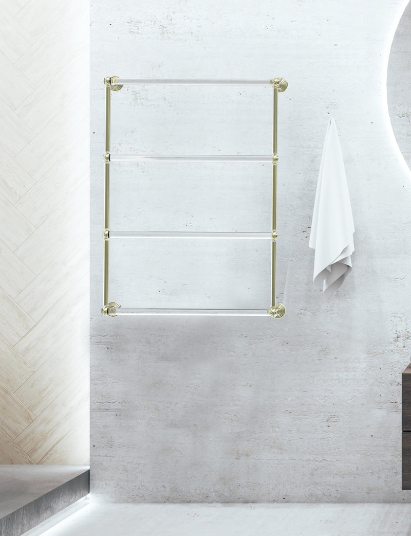 Allied Brass' four-tiered wall-mounted towel ladder made from brass and acrylic.