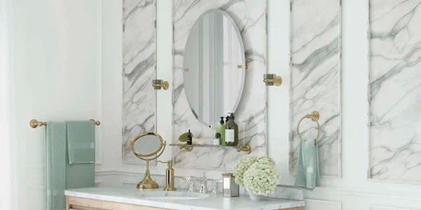 Bathroom featuring Allied Brass curated decorative hardware