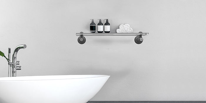 De-Clutter Your Bathroom With Pretty Glass Shelves