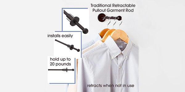 Allied Brass Traditional Retractable Pullout Garment Rod