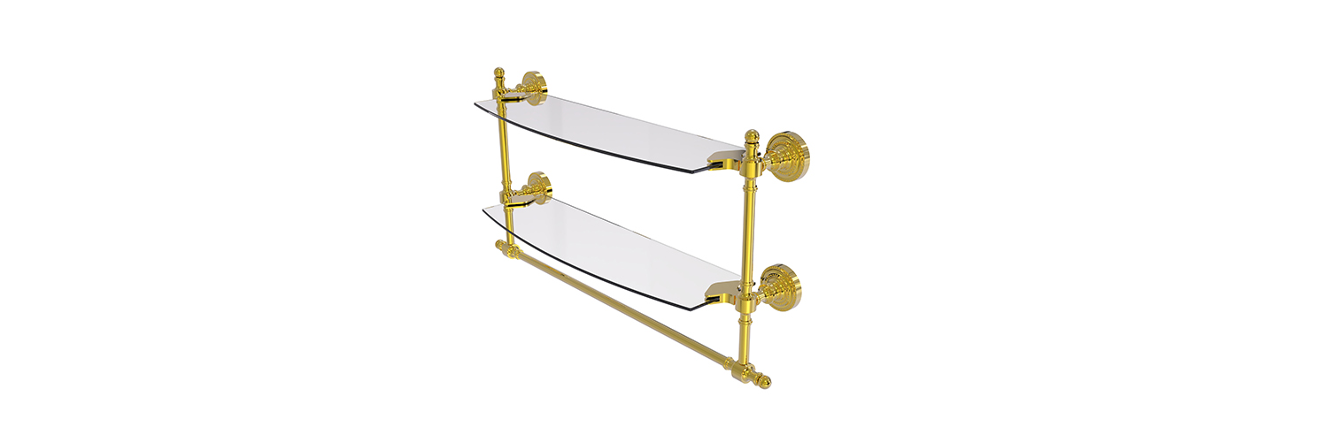 Double glass shelf with towel bar by Allied Brass