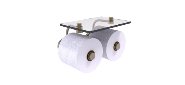 Double roll TP holder with glass shelf from Allied Brass